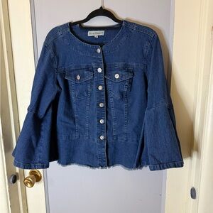 Blue Desire Denim Jacket with Button-Up Front flair/bell sleeves